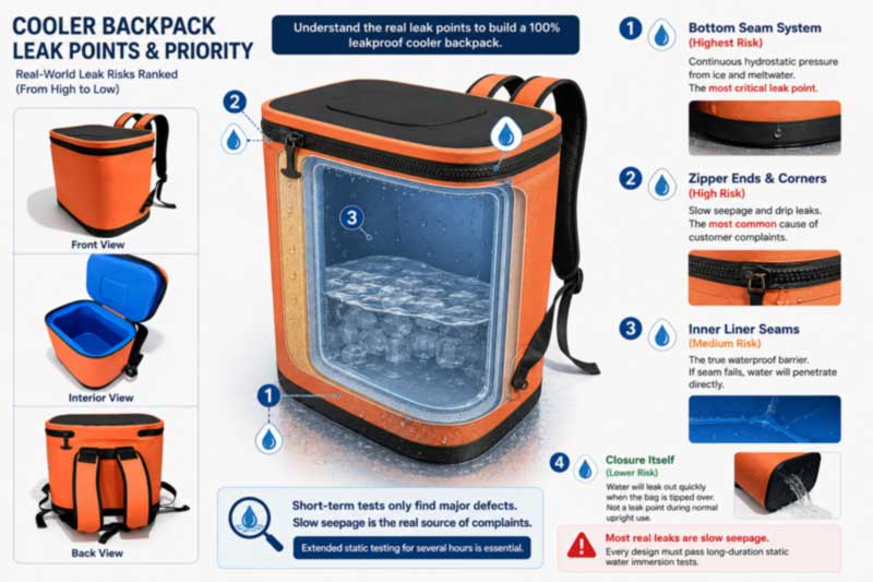 Fabricante de mochila refrigeradora à prova de vazamentos: Costuras soldadas versus costuradas