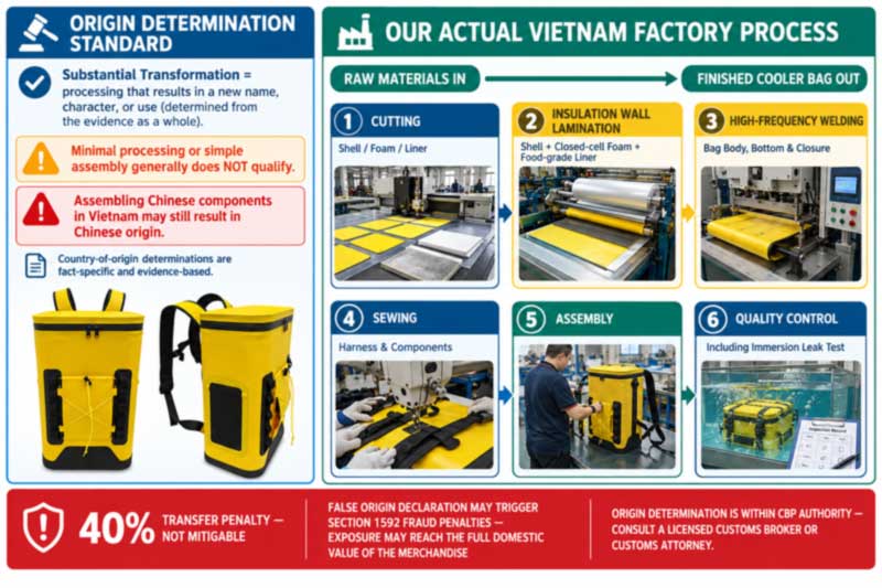 substantial transformation test and the manufacturing operations performed at a Vietnam cooler bag factory substantial transformation test and the manufacturing operations performed at a Vietnam cooler bag factory